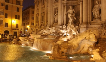 Trevi Fountain View at Night