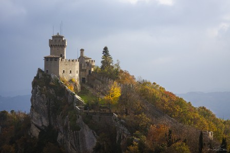 San Marino Castle Tower in Fall